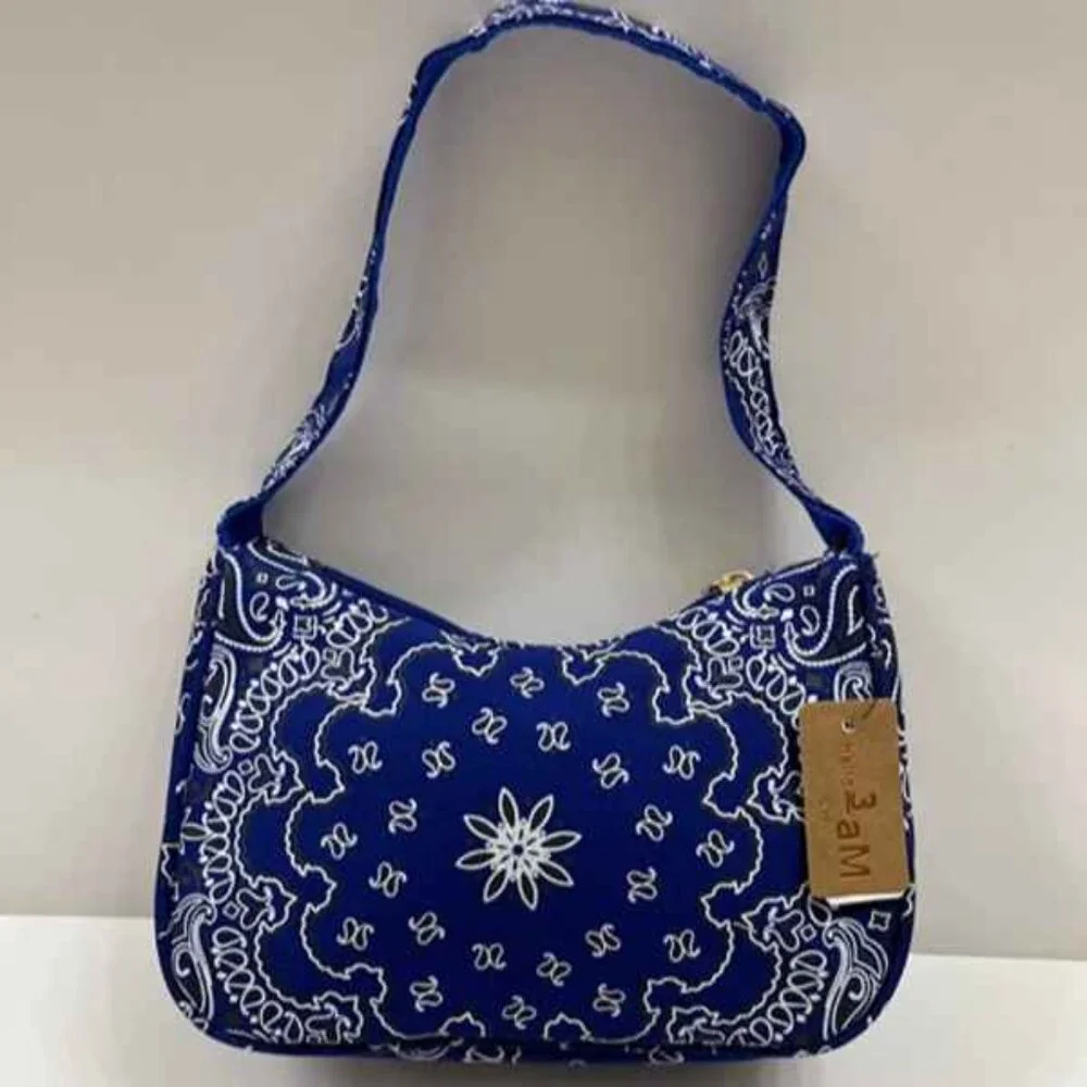 Bandana Paisley Print SM Shoulder Handbag - NWT - Blue/White